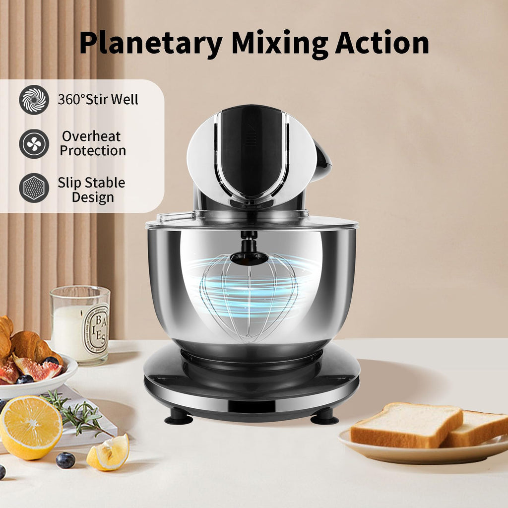 Stand Mixer, 8.5QT+ 6QT Two Stainless Steel Bowls Electric Food Mixer Black