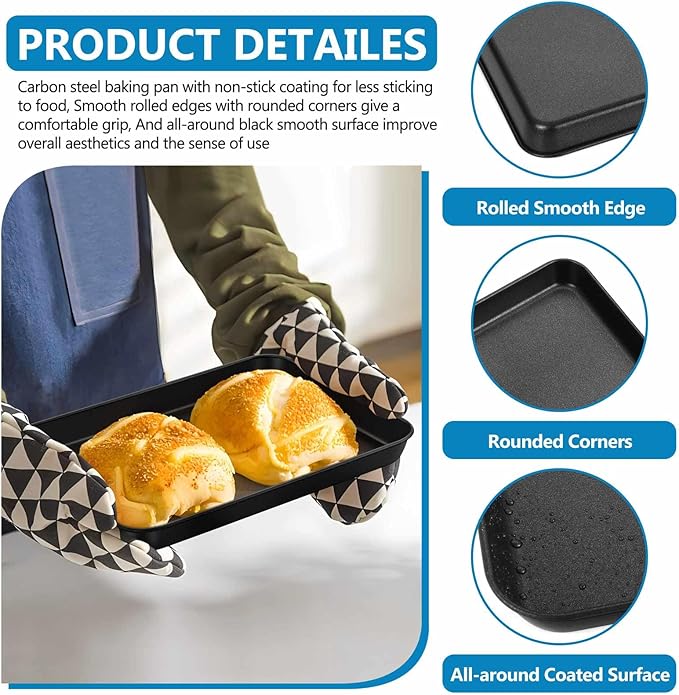 P&P CHEF Baking Cookie Sheet Pan, Carbon Steel Oven Tray, 9 Inch & 1PC