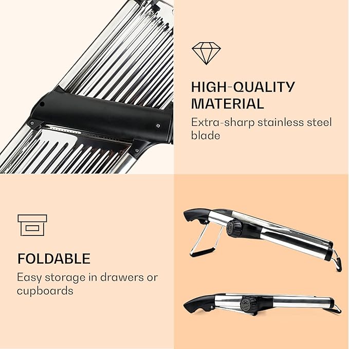 Gramercy Adjustable Mandoline Food Slicer, Mandoline Slicer for Kitchen, Mandolin, Potato, Tomato, Carrot, Vegetable, Fruit and Onion Cutter, Stainless Steel, INCLUDING Cut-Resistant Gloves, Black PRO