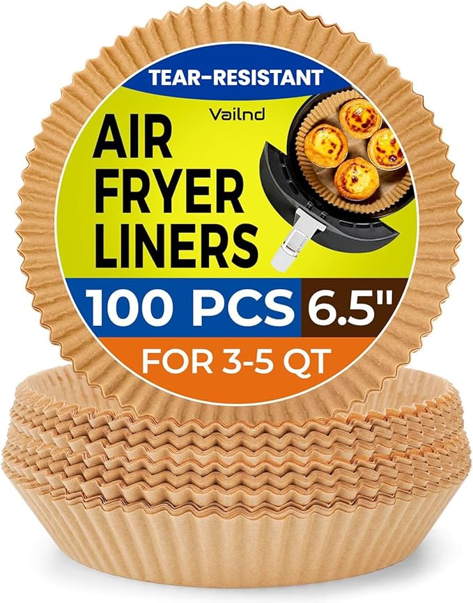 Vailnd 100Pcs 6.5 Inch Round Air Fryer Liners Disposable for 3-5QT