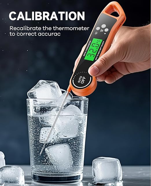 SILVLF Meat Thermometer Digital, Instant Read Thermometer with Backlight, Calibration & Hold Function, Waterproof Food Thermometer for Kitchen and Outside, BBQ,Turkey, Candy, Liquids, Beef (Orange)
