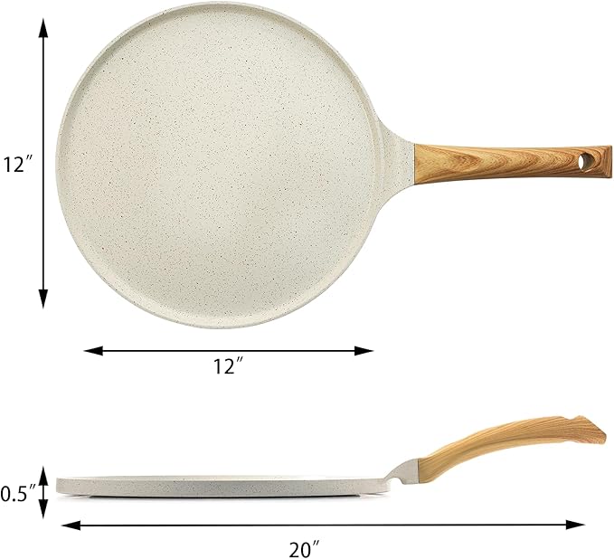 SENSARTE 12 Inch Nonstick Crepe Pan Ceramic Coating Pancake Pan White