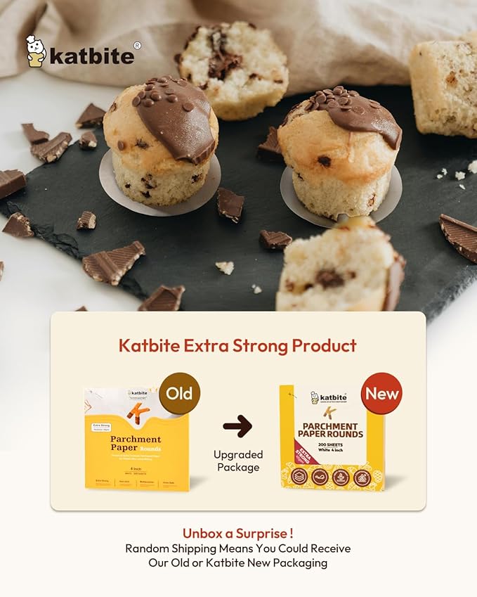 Katbite Parchment Paper Rounds, Non-Stick Heavy Duty, White, 4 Inch 400Pcs