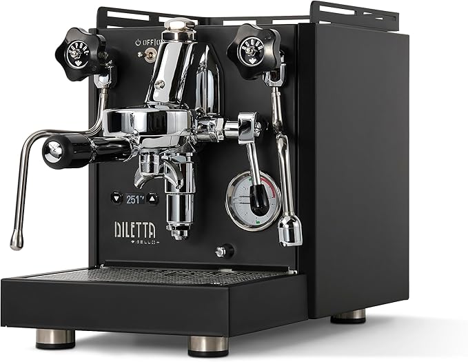 Diletta Bello+ Espresso Machine | E61 | PID Temperature Control | Shot Timer | Programmable Preinfusion | Handmade In Italy (Black)