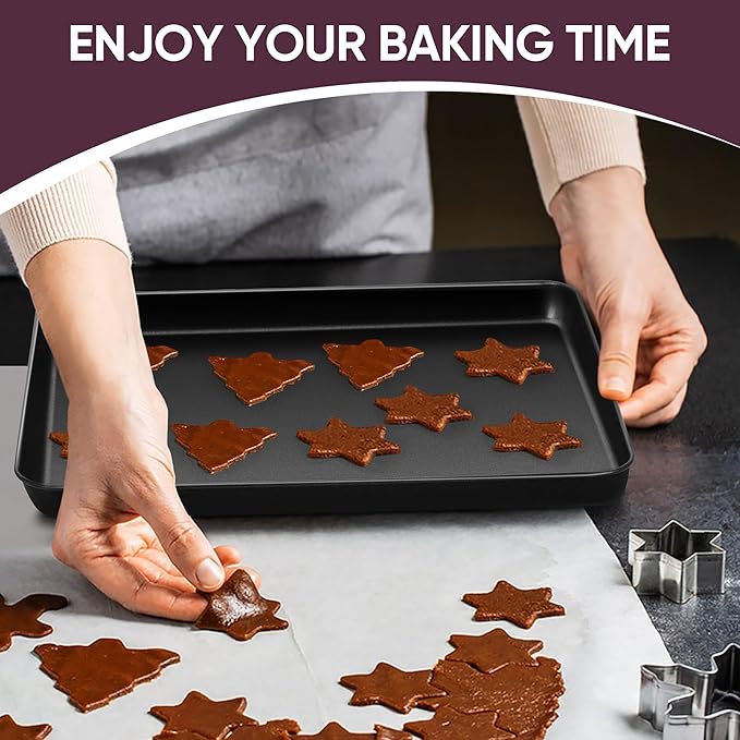 E-far Baking Sheet Set of 2, 12.5" x 9.5" x 1" Cookie Sheet Pan for Baking