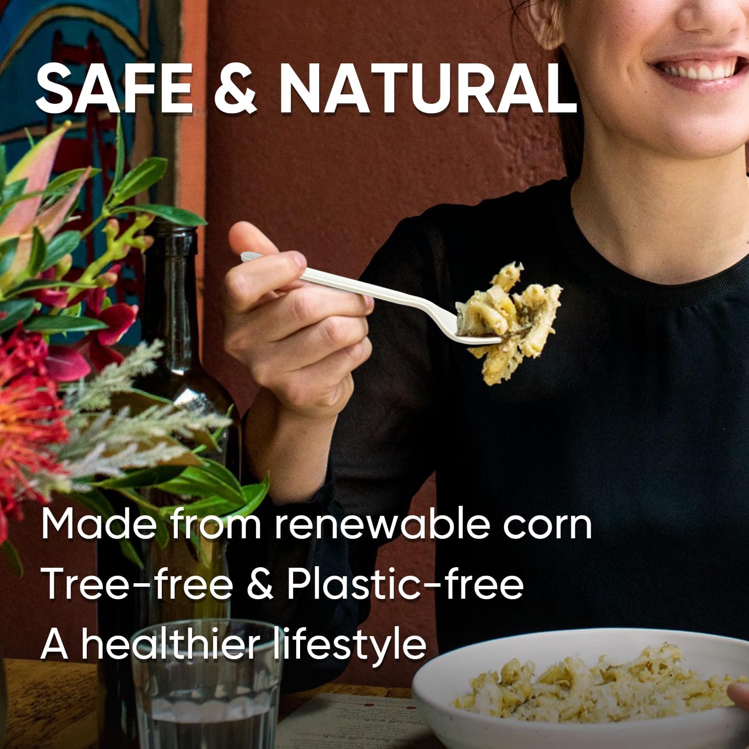 SUYANGECO Compostable Forks 100 Count Heavy Duty Disposable Forks