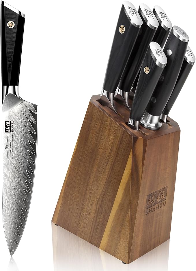 SHAN ZU 7-Piece Damascus Knife Set