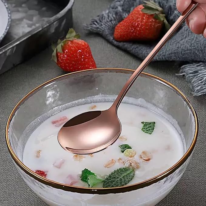 IAXSEE 11 PCS Serving Utensils, Large Stainless Steel Spoons Forks Tongs, Pie Server, Great for Hostess Buffet Catering Banquet Party, Rose Gold
