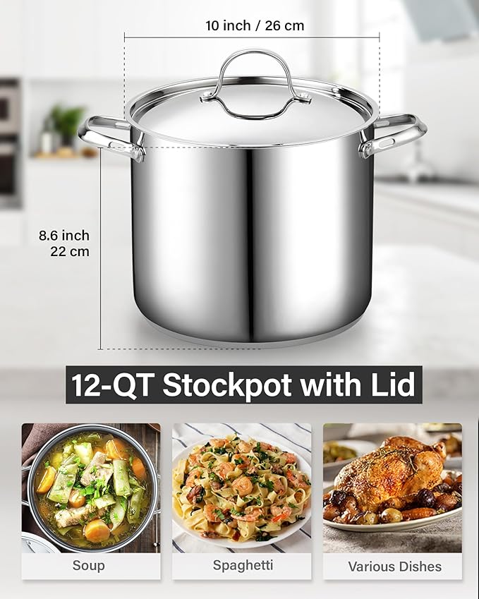 Cooks Standard Large Stainless Steel Cooking Pot - Heavy Duty Handles