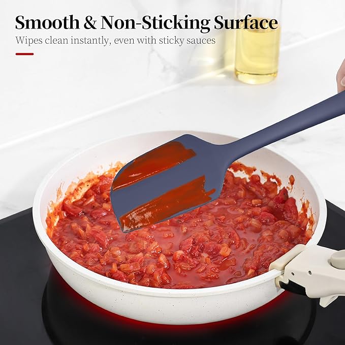 Lilybeam 600ºF Heat Resistant Large Baking Silicone Spatula, Midnight Blue