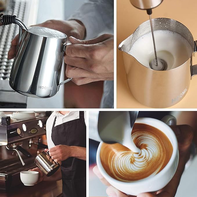 HOOMIL Milk Frothing Pitcher, 12oz/20oz/32oz 304 Stainless Steel