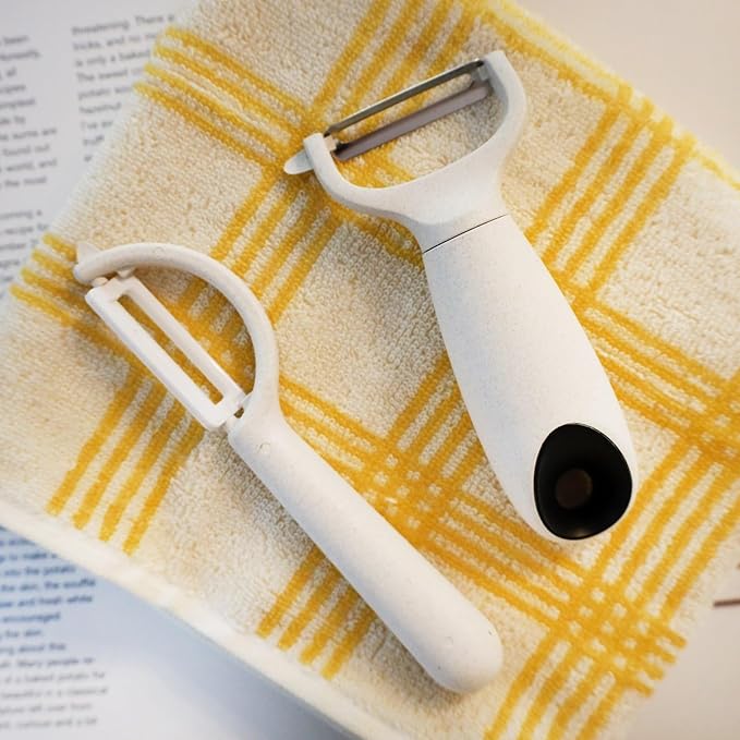 Beille Wheat Straw Vegetable Peeler with Ceramic Blade, 6.5 Inch Eco Friendly Kitchen Gadget, BPA Free Food Prep Tool, Dishwasher Safe Potato Apple Carrot Peeler