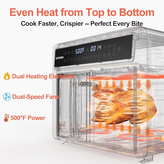 HotKing Dual-Zone Air Fryer Toaster Oven Combo, 28 QT XL Convection Oven