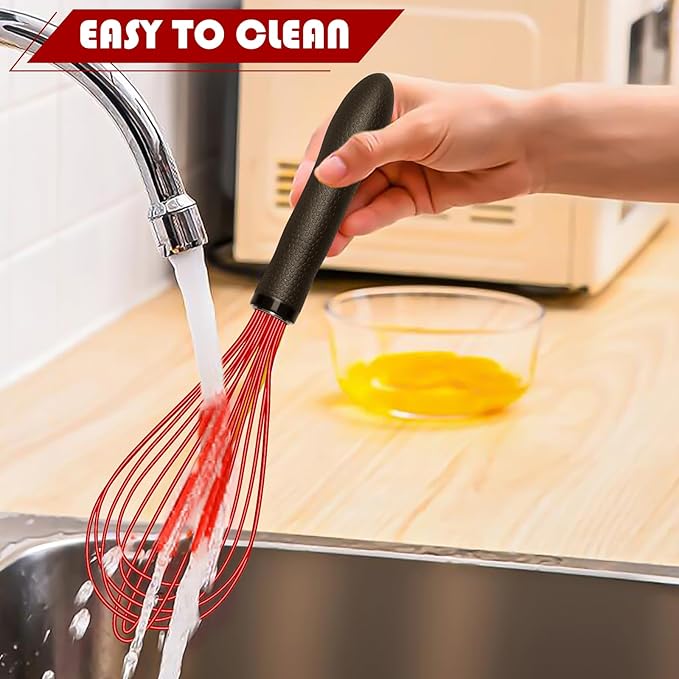 TEEVEA Silicone Whisk 11 Inch, Non-Slip Handle Heat Resistant Non-Scratch