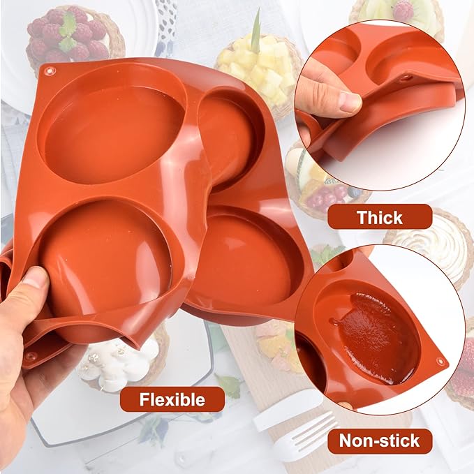 Goensjt 3 Pack Silicone Muffin Top Pans 4 Inch Jumbo Egg Molds