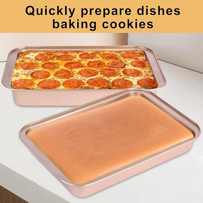 Barlket 9x13 Baking Pan & Dish, 13x9 Nonstick Rectangle Cake Pan, Rose Gold