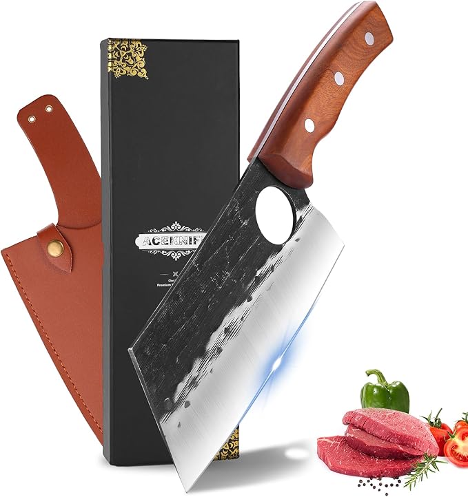 ACEKNIFE 7.5 Inch Serbian Meat Cleaver, Hand Forged&Full Tang
