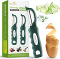 Spring Chef Swivel Potato Peeler w/Soft Grip Handle, Set of 2, Pine Green