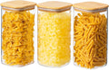 Xoniwis 3-Pack 1.6Qt Square Glass Storage Jars with Bamboo Lids