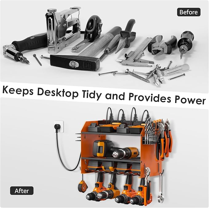 CCCEI Wall Mount Modular Tool Charging Organizer, Orange, 1 Pack, 3 Tier.