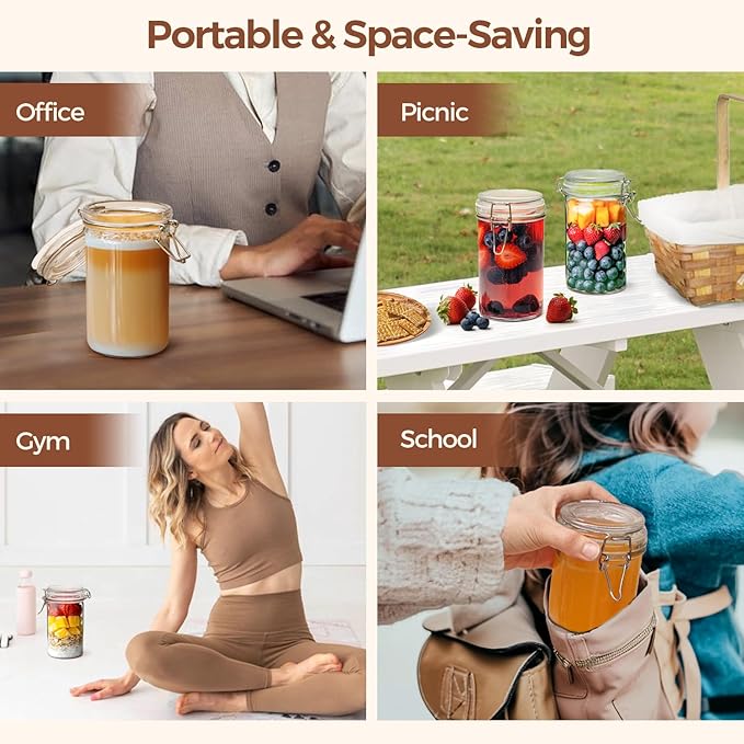 ComSaf Small 16 oz Glass Jars with Airtight Lids 6 Pack Pickling Pantry