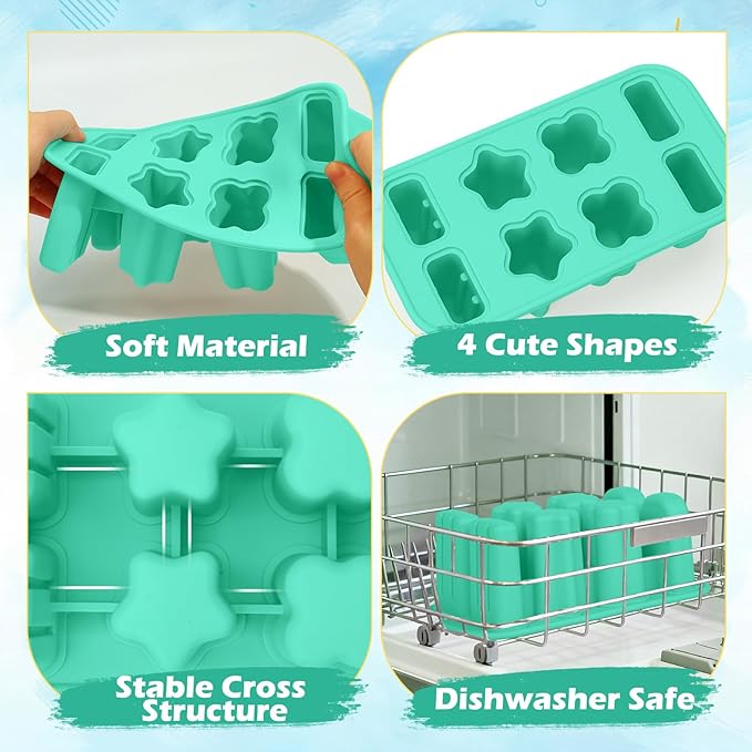 Firstfooby Popsicles Molds, 8-Cavity Silicone Popsicle Molds with 50 Sticks, BPA-Free Ice Pop Mold Popsicle Maker with Funnel & Cleaning Brush for Kids Adult Teens