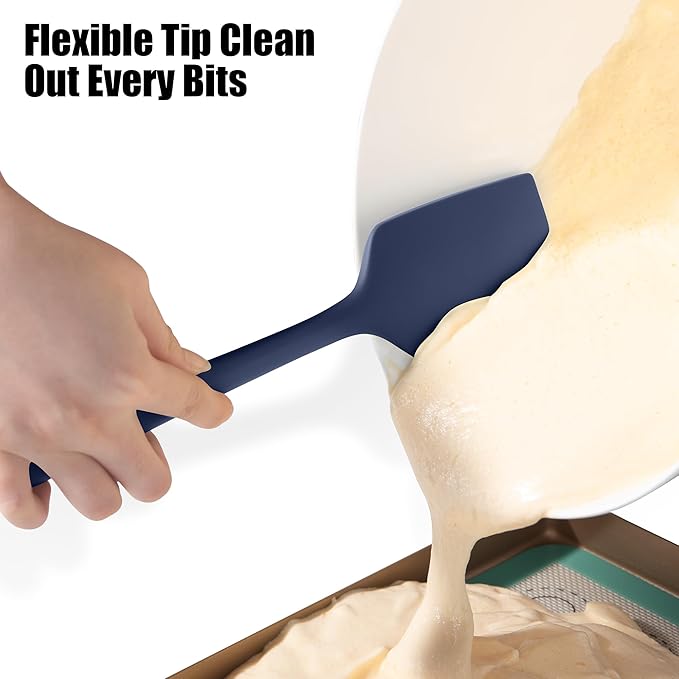Doosu 600°F Heat Resistant Silicone Spatula for Baking (11.4in, Navy Blue)