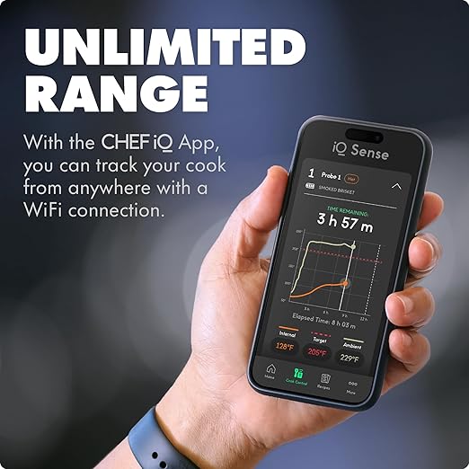 CHEF iQ Sense | Smart Wireless Meat Thermometer | 4 Ultra-Thin Probes | WiFi Unlimited Range | 1000°F Heat Safe | 5 Sensors | BBQ, Grill, Oven, Smoker, Air Fryer | Gen3