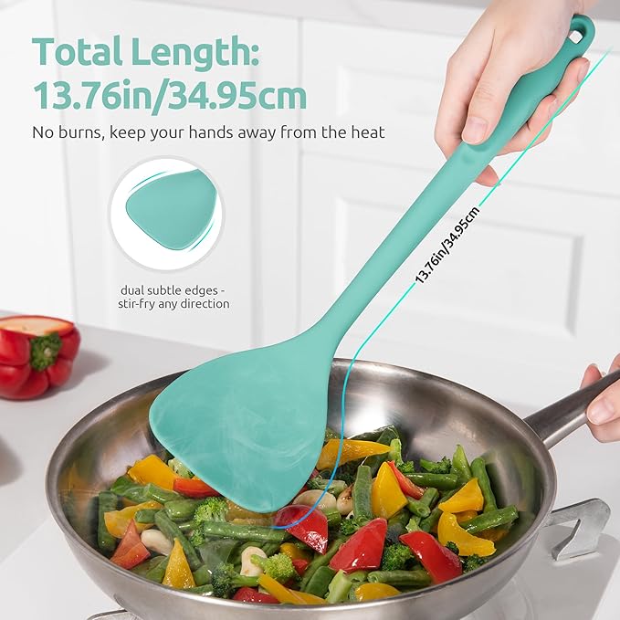 U-Taste Silicone Wok Spatula, 600ºF Heat Resistant Stir Fry Tool, Aqua Sky