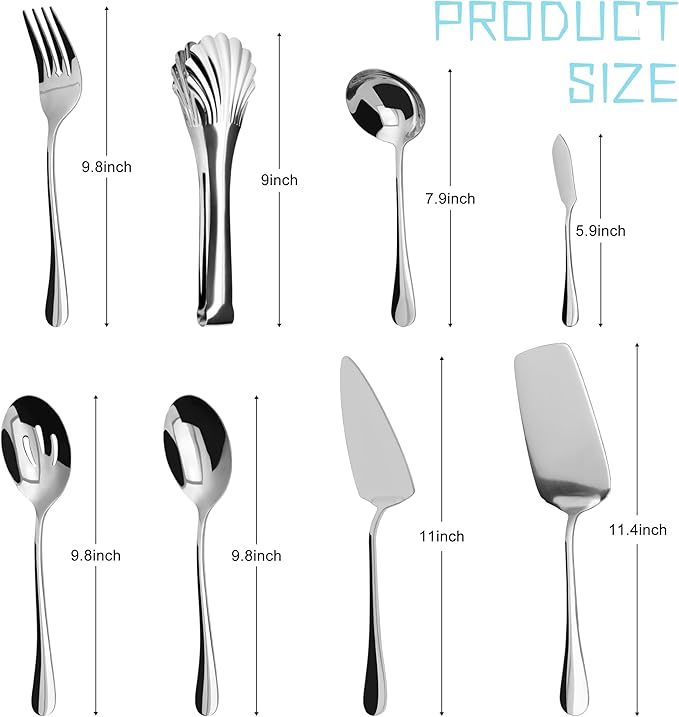 Silverware Set,32 piece Siverware Set with Serving Utensil Set,Stainless Steel Knives Spoon Forks Set for Home, Kitchen, Restaurant,Dinner,Mirror Polished& Dishwasher Safe
