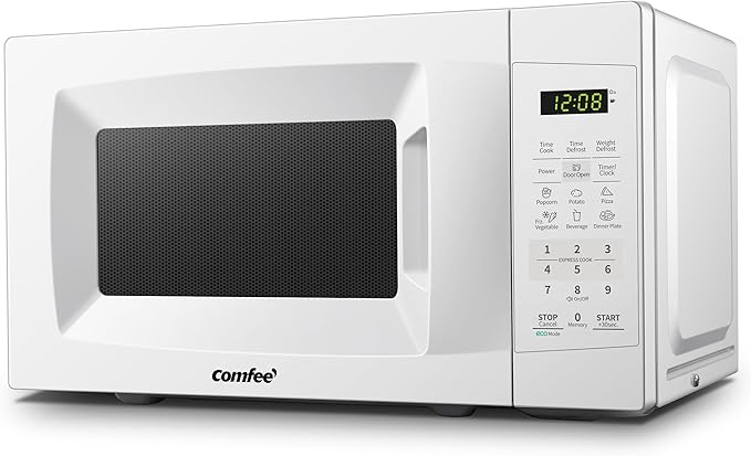COMFEE' Countertop Microwave Oven, 0.7 Cu.Ft, 700W,Pearl White, ECO Mode