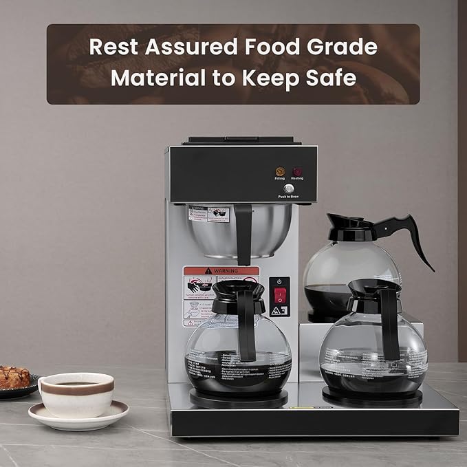 SYBO Commercial Coffee Maker with 3 Warmers and Decanters SF-CB-3GA