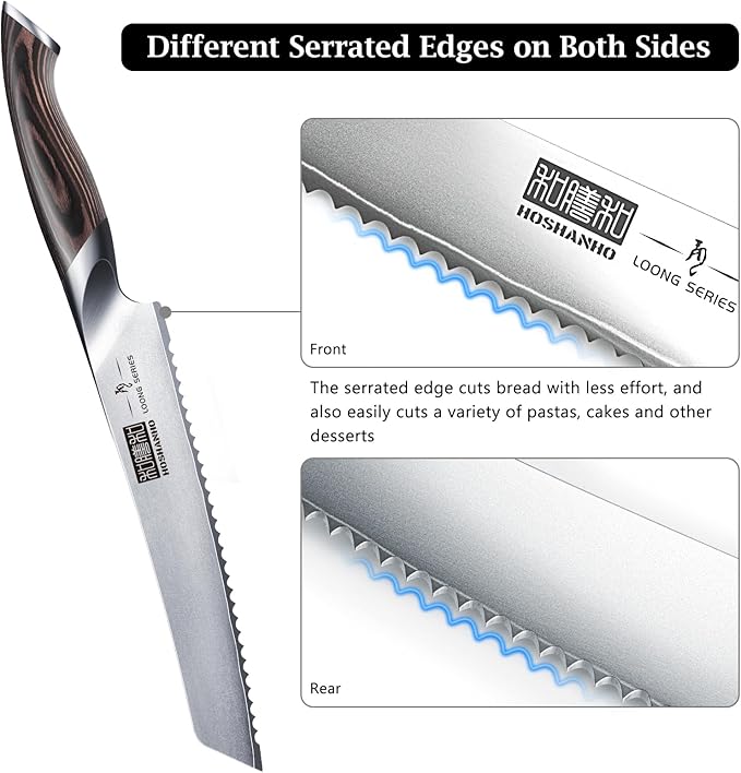 HOSHANHO Bread Knife 8 inch, Ultra Sharp Japanese Serrated Bread Knife