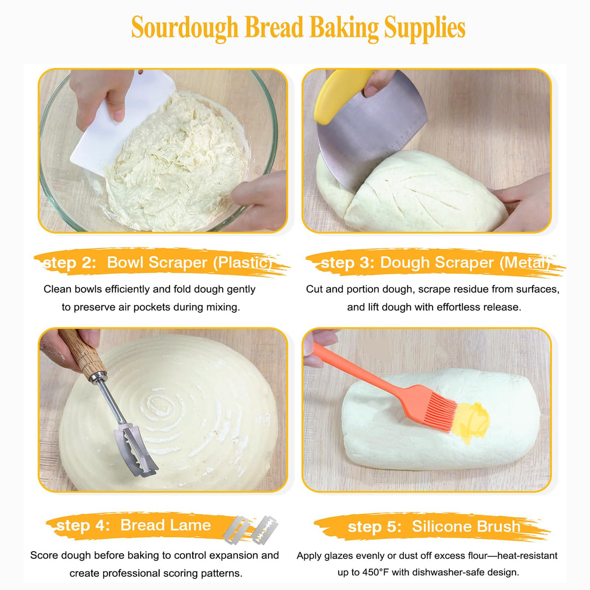 Banneton Bread Proofing Basket Set with Liners,9 Inch Round & 10 Inch Oval Sourdough Baking Kit for Professional & Home Use