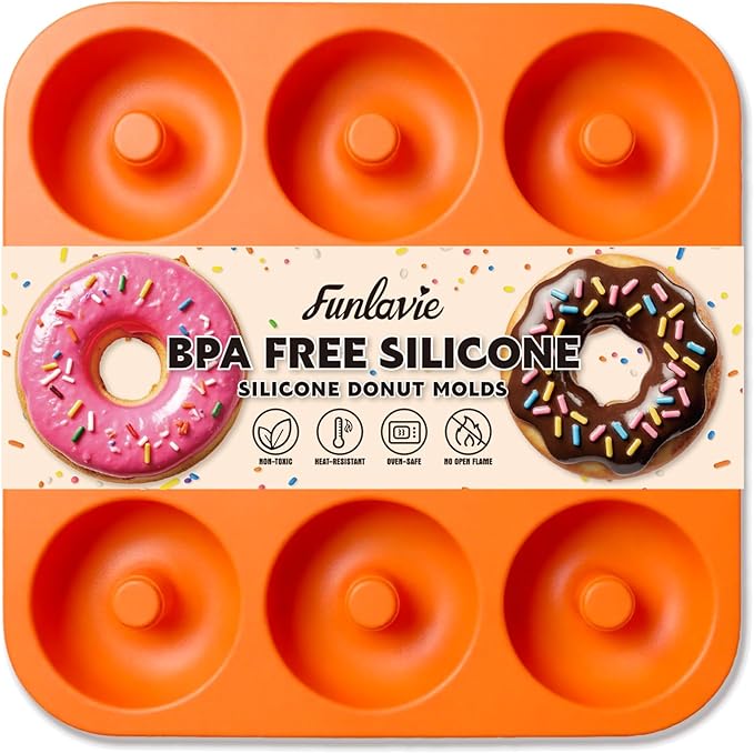 FUN LAVIE Large Silicone Donut Pan for Baking,9 Cavity Non-Stick Food Molds