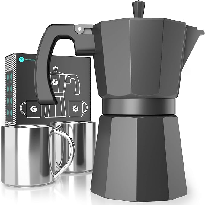 Coffee Gator Moka Pot Aluminum - 6 Cup, 12oz Stovetop Espresso Maker
