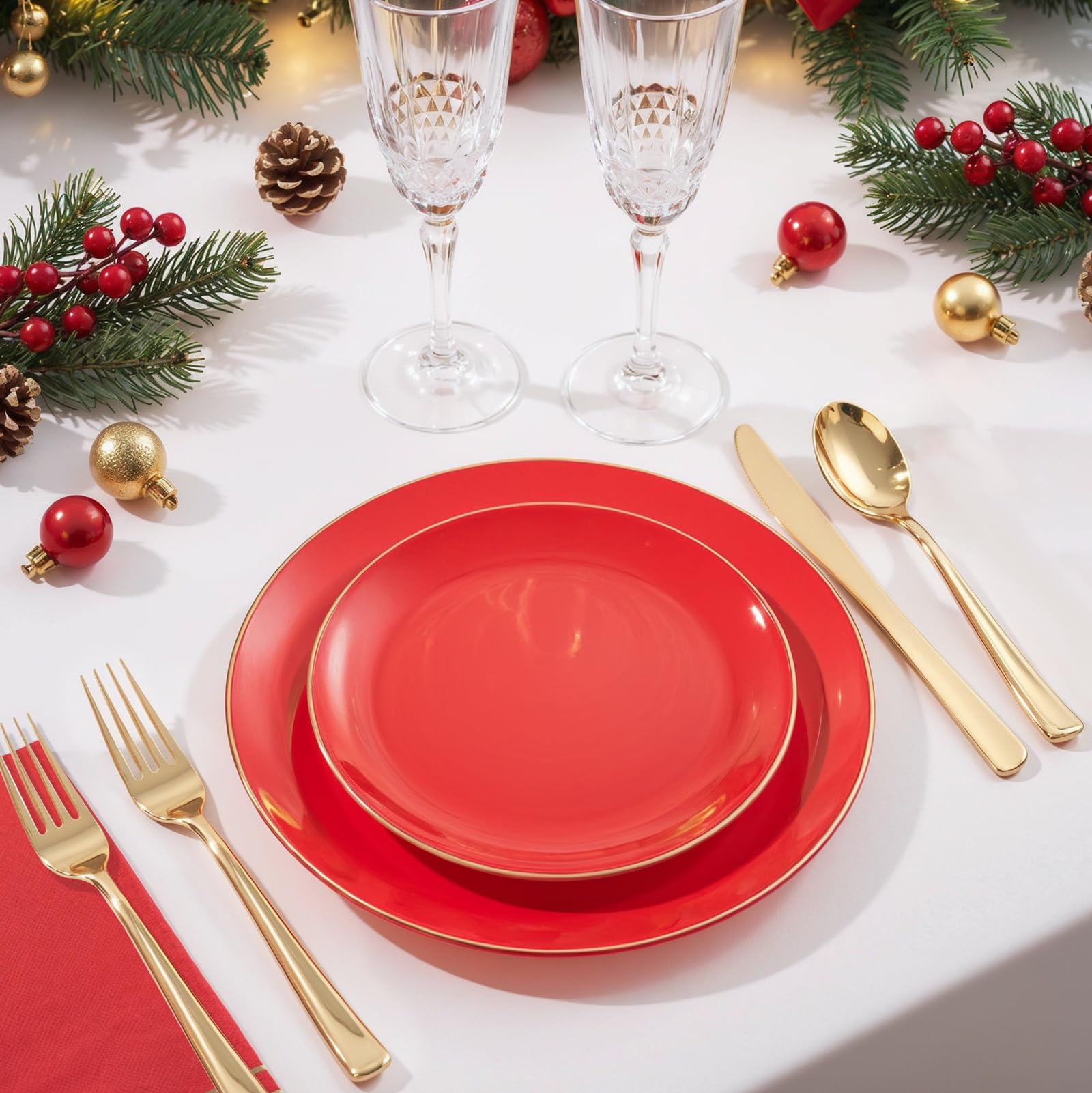NOCCUR 400PCS Gold Plastic Silverware - Gold Plastic Cutlery Include 200 Forks, 100 Spoons, 100 Knives, Disposable Silverware Perfect for Party&Daily Using