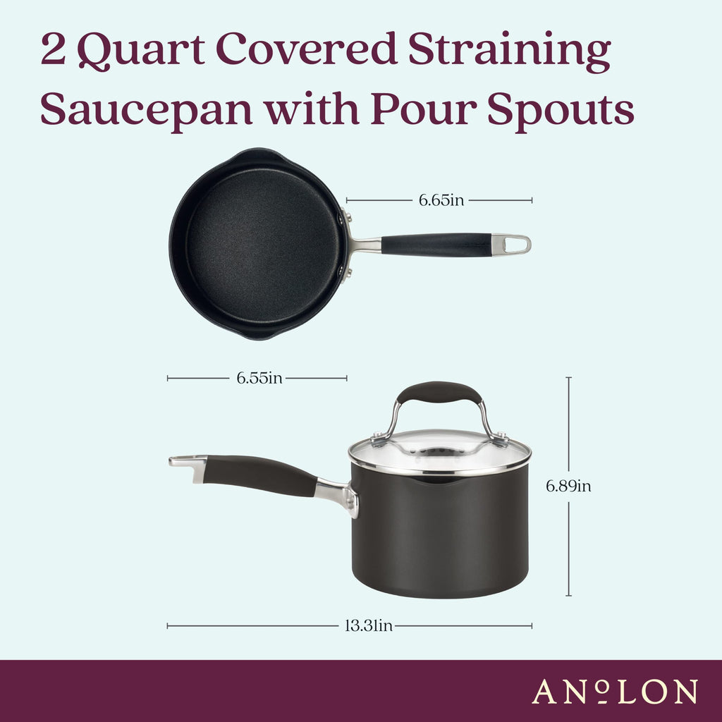 Anolon Advanced Home Hard-Anodized Nonstick Saucepan with Lid, 2-Quart