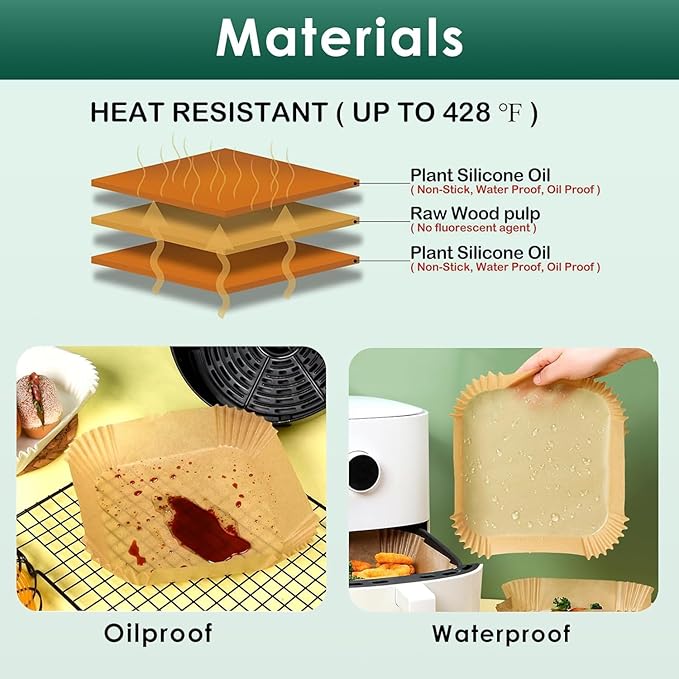 505 PCS Square Air Fryer Liners Disposable 8inch for 5-8 QT
