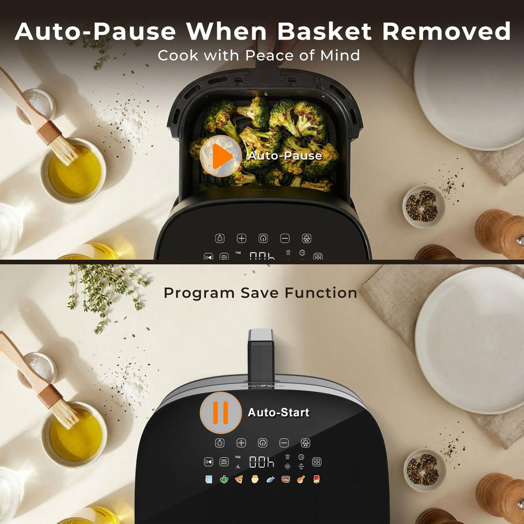 KINSING Air Fryer 8 in 1, XL 8.5 QT Large Airfryer with View Windows,MAX 400℉ for Crispy, 85% Less Oil, Fast Roast, Preheat, Shake, Bake, Non-Stick Basket for Easy Clean, With Professional Recipes