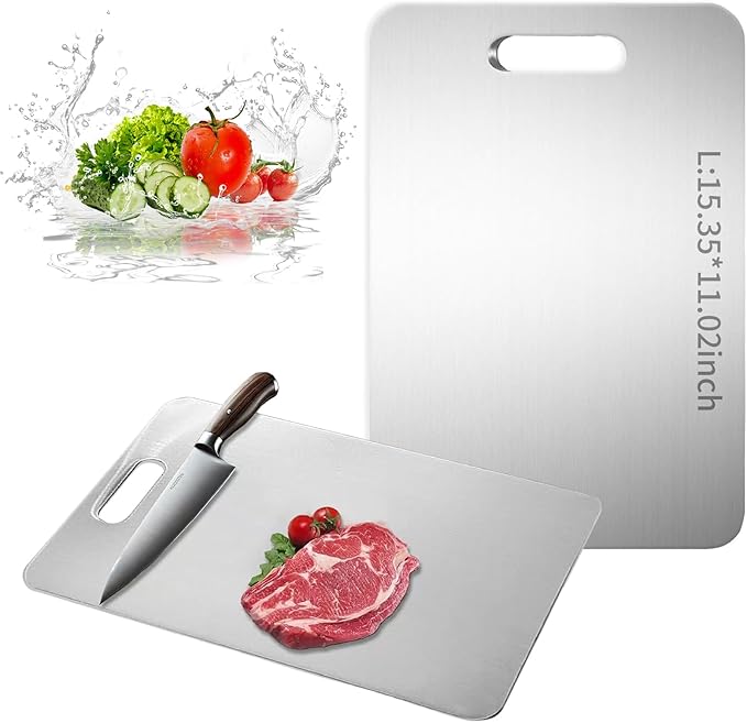 Katori Titanium Cutting Board, 100% Pure Titanium Cutting Boards for Kitchen, Double Sided Non Toxic Cutting Board,Hygiene Durable Chopping Board Suitable for Dishwasher Safe (1PCS,L)