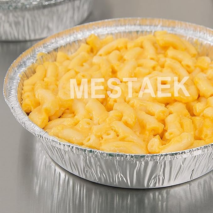 MESTAEK 8 Inch Aluminum Foil Pans, No Lids, 50 Pack