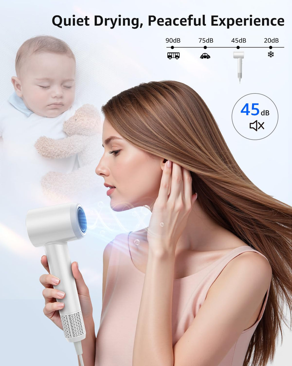 Tailulu Hair Dryer, 160000 RPM High-Speed Ionic Blow Dryer