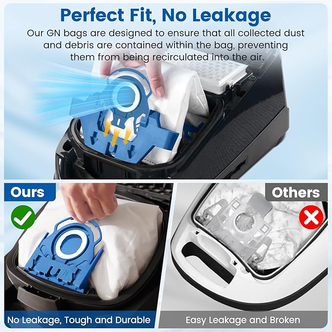 12 Pack 3D Airclean GN Vacuum Bags Compatible with Miele Canister Vacuum