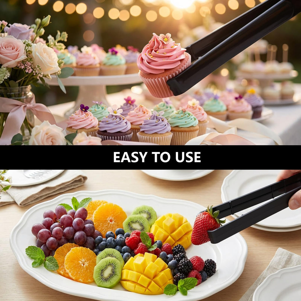 ICHROSAYA Plastic Serving Tongs Disposable Kitchen Tongs for Food Salad
