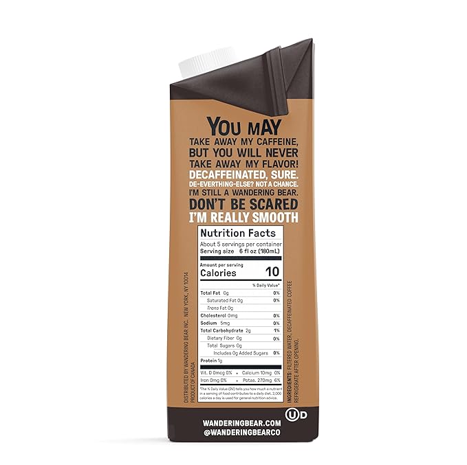 Wandering Bear Decaf Cold Brew Coffee - 32 fl oz, 6 Pack