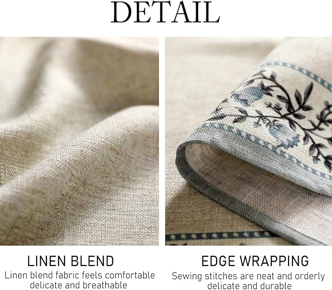 ISAENNE Designer Linen Rectangular Tablecloth,71"x55"-Segerman B
