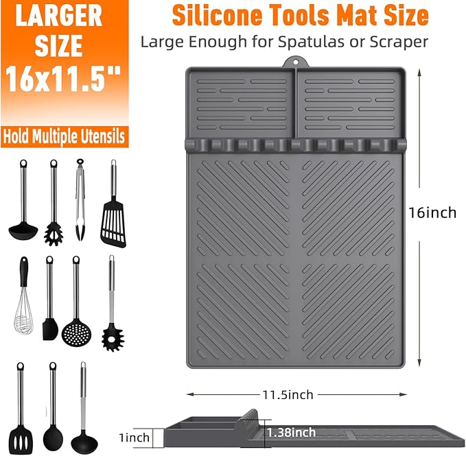 Silicone Grill Mat Compatible with Blackstone, Grey