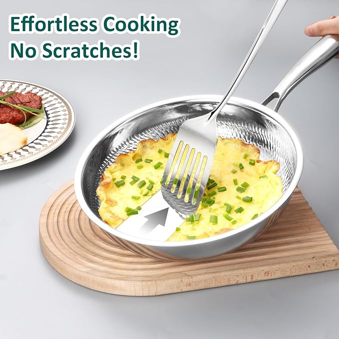 Lazycorner Kitchen Utensils Set, 11pcs Stainless Steel Cooking Utensils Set with Holder – Includes Turners, Potato Masher, Spatula, Spoons, Pasta Server, Tongs, Soup Ladle, Serving Spoon