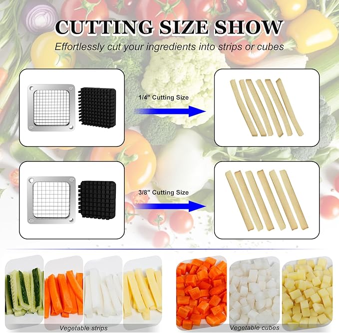 BSTSLL 2 PCS Replacement Dicer Chopper 3/8" Blades with Pusher Block
